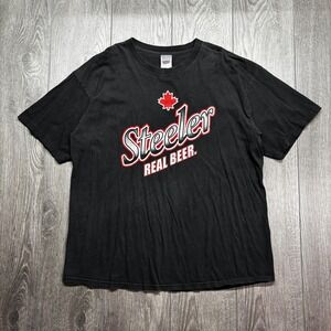 Vintage Steeler Real Beer Lager T Shirt XL Black Extra Large Canada Beer 1990s